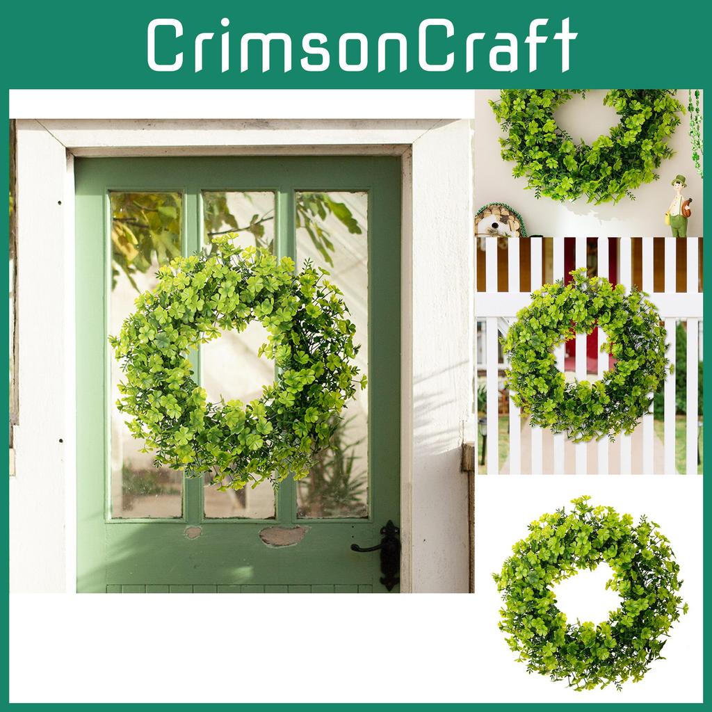 New St Patrick's Day Decorative Four Leaf Clover Green Wreath For Festive Home Decor