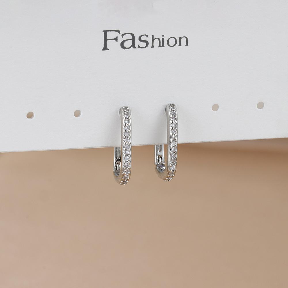 Fashion Stainless Steel Cubic Zircon Heart Dangle Earrings for Women Geometric Circle U-shaped Earrings Ear Piercing Jewelry