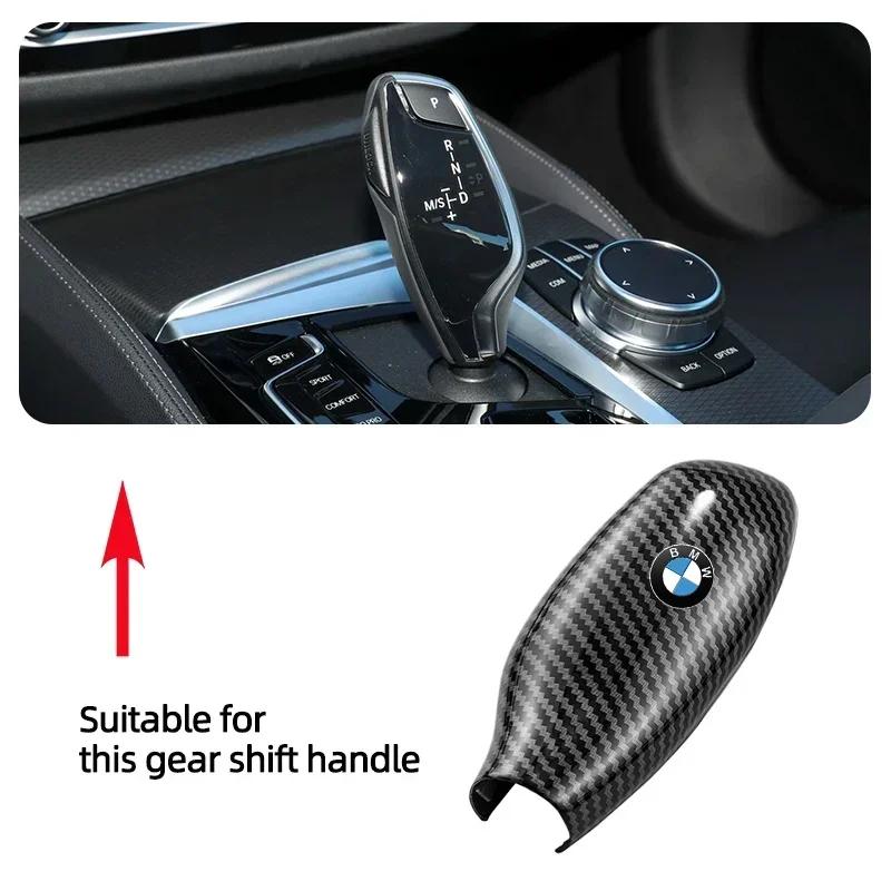-Car Gear Shift Handle Sticker Carbon Fiber Pattern Protective Cover For BMW M X1 X2 X3 X4 X5 X6 X7 E30 E39 E46 E60 E61 E90 E70