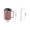 304 Stainless Steel Mug with Lid & Straw, Double-Layered, Suitable for Milk and Coffee, Office Cup with Handle, and Tea Infuser