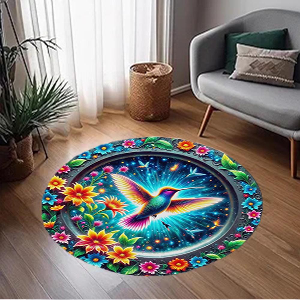 1pc home carpet design for office decor gift living room bedroom non slip colorful hummingbird flowers rug