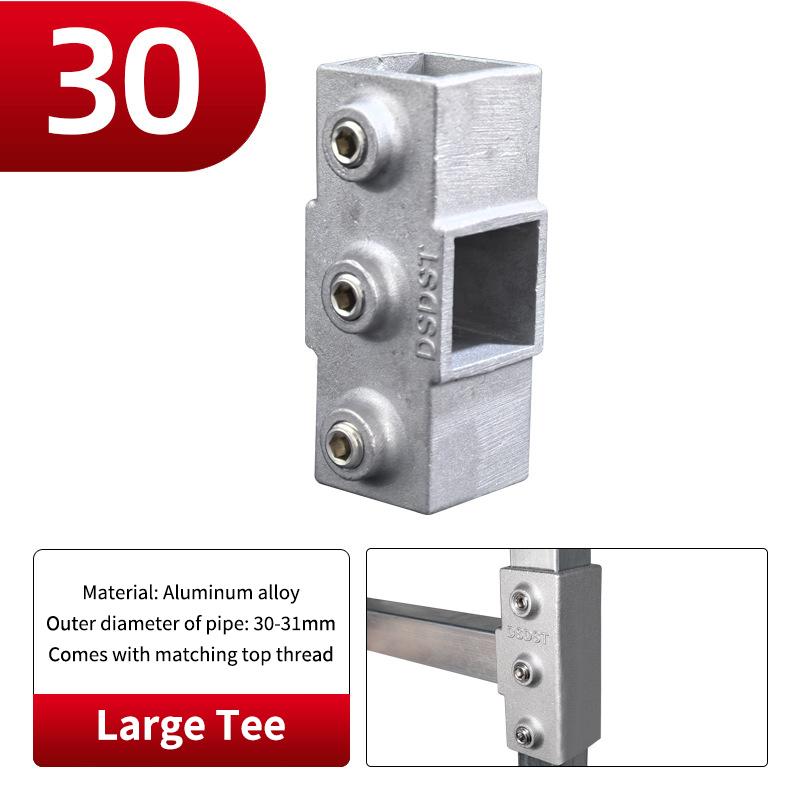20x20mm Čtvercová trubka Třícestný 25x25mm 30x30mm Hliníková slitina Koleno Spojka Příslušenství Pevný spoj trubky