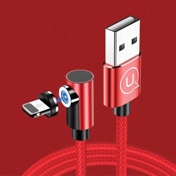 USAMS Lightning Cable 1M Right Angle Magnetic Red/Red Sj444Usb02 (Us-Sj444)