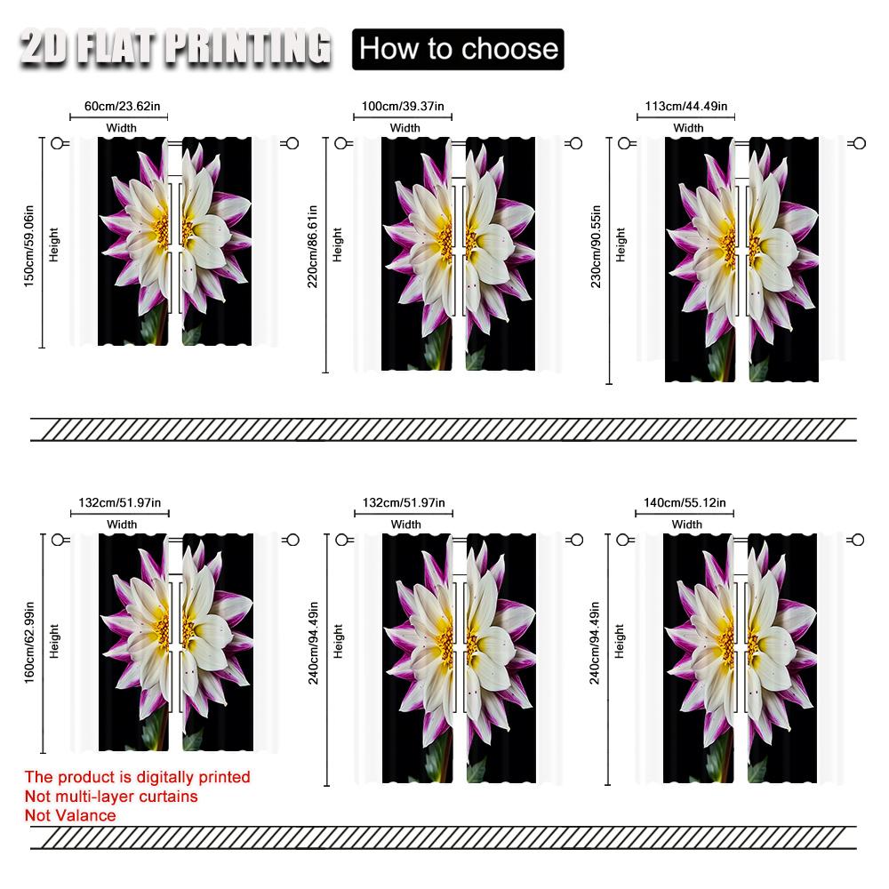 2pc    Window Curtains Modern White Flowers Versatile Polyester  Without Electricity Holiday Decorations Use for Apartment