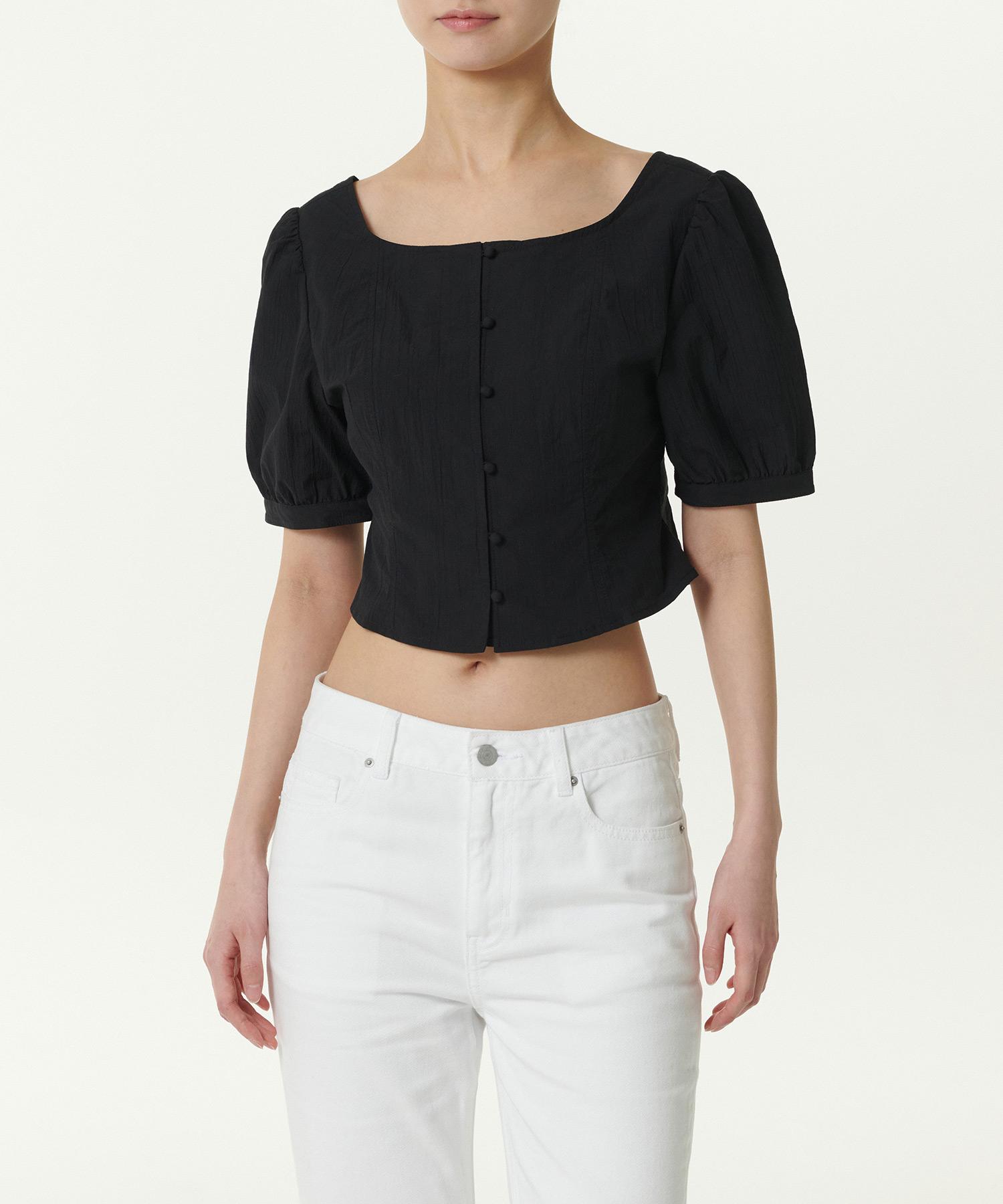 Musinsa Standard Woman Women S Crinkle Puff Sleeve Blouse [Black] Black/S
