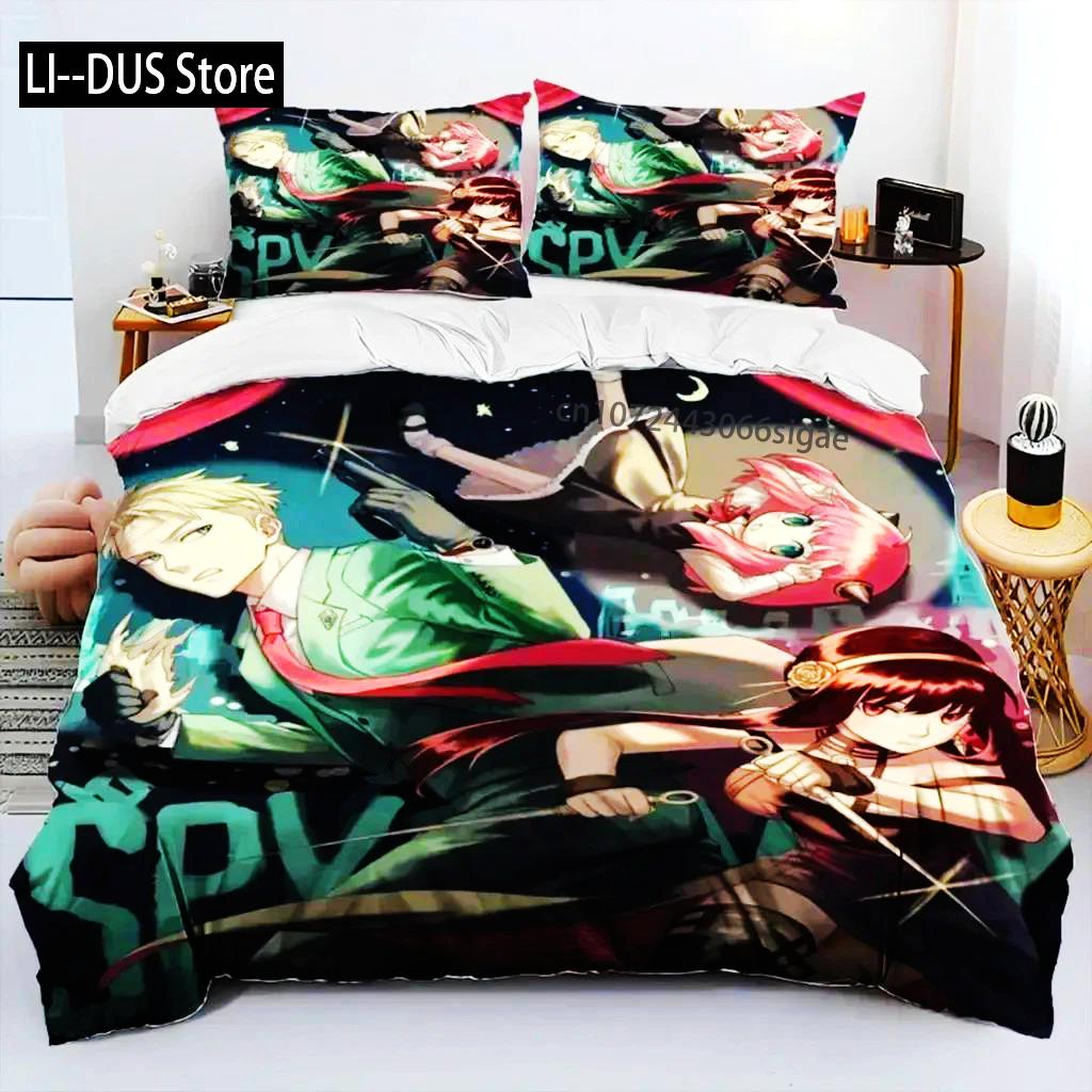 Anime SPY×FAMILY Anya Bedding Set Boys Girls Twin Queen Size Duvet Cover Pillowcase Bed Boys Adult Fashion Home Textileextile