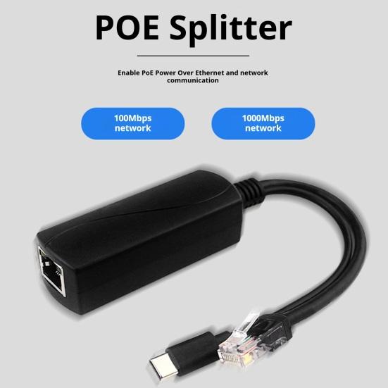Yousheng Gigabit POE Splitter 5V 3A Type-C RJ45 IEEE802.3af/at Compliant 10/100/1000Mbps Power Over Ethernet Splitter Adapter for Security Camera CCTV