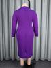 Beaded V-neck Waist-Cinched Long-Sleeve Banquet Midi Dress
