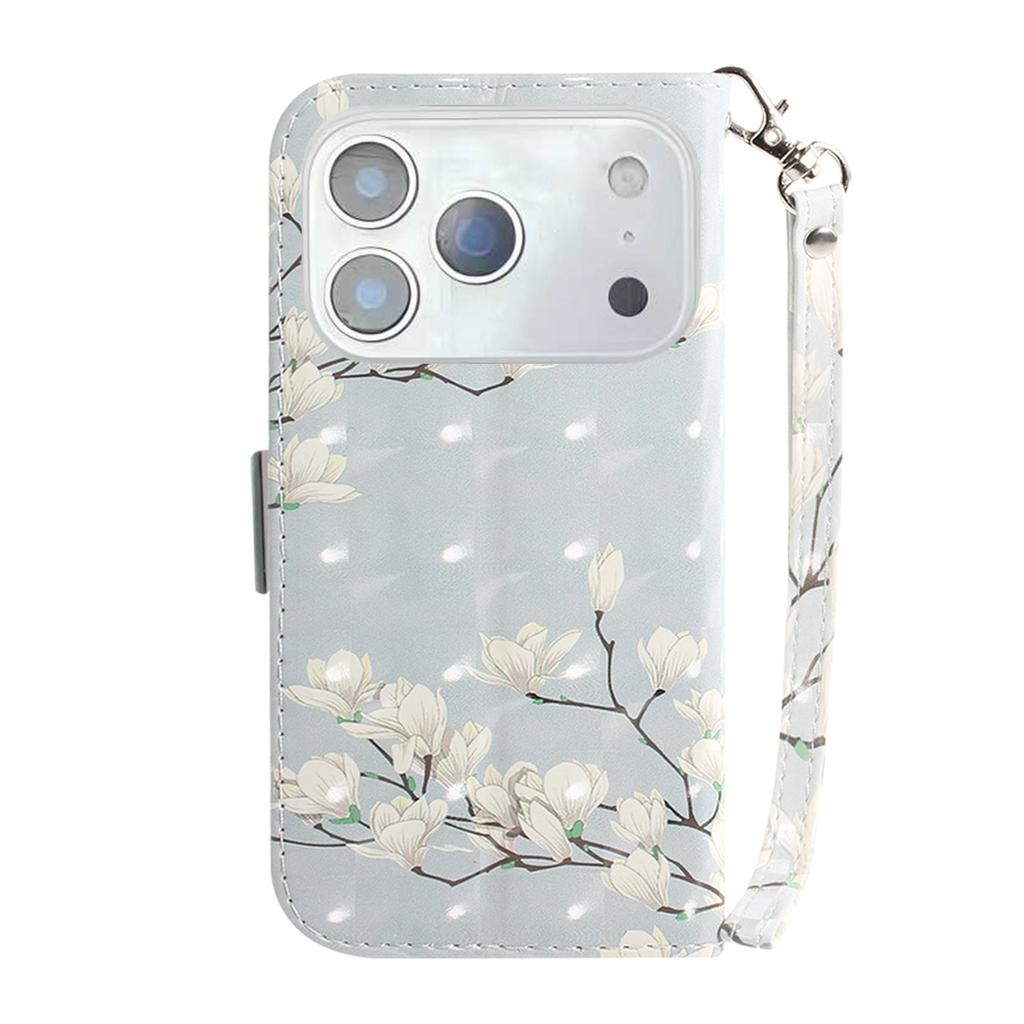 For iPhone 17 Pro Max Case Pattern Printing Leather Wallet Phone Cover with Wrist Strap
