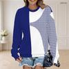 Women Plus Size Polka Dot Printed Round Neck Long Sleeve Ribbed Cuffs White Pullover Sweatshirt