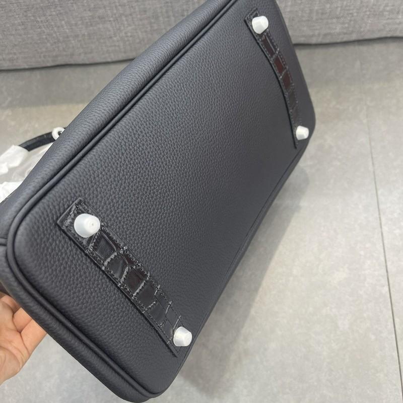 2026 Neue Fubao Leder TOGO Leder mit Mattem Krokodilmuster Echtes Leder Damen Tasche 25/30cm Silberne Schnalle Platin Damen Tasche