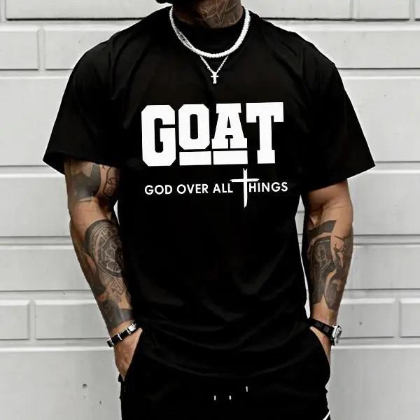 God Over All Christian T Shirt Men Faith Graphic Tee Streetwear Cotton S разноцветный