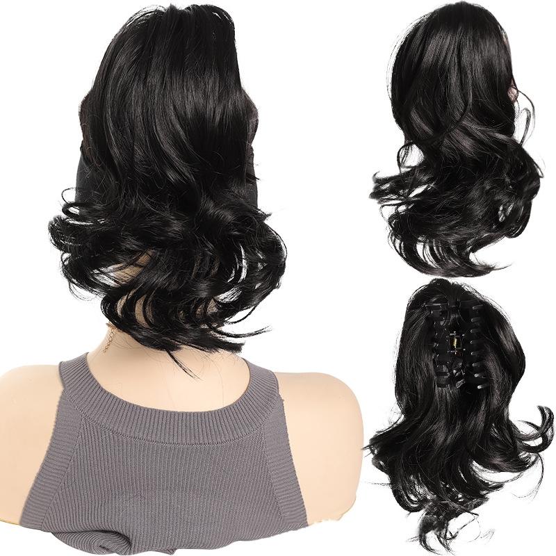 Clip per Capelli Sintetici Corti Ricci Folti Estensioni per Capelli Coda di Cavallino Piccolo Artiglio per Coda di Cavallo Capelli Finti su Clip Parrucca Ondulata per Donne