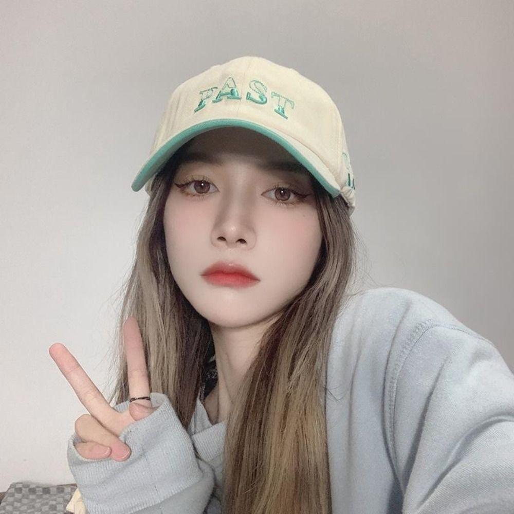 Letter Embroidery Tattered Jeans Sun Hat Cotton Peaked Cap Simple American Retro  Baseball Cap  Men