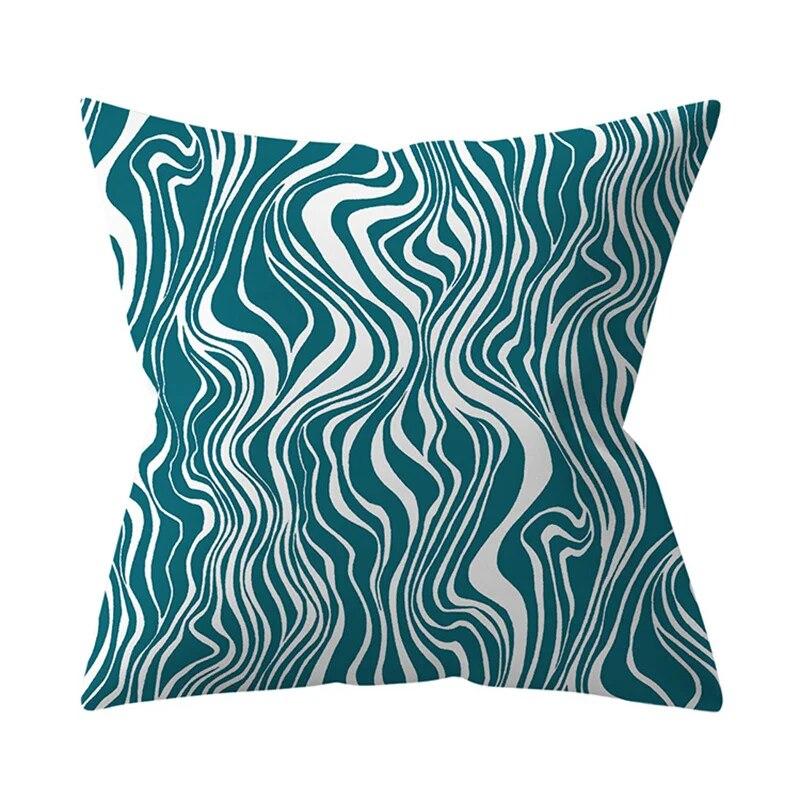 45x45cm Blue Green Leaf Floral Plant Geometric Pillow Cover Sofa Seat Office Lumbar Cushion   Home Decor