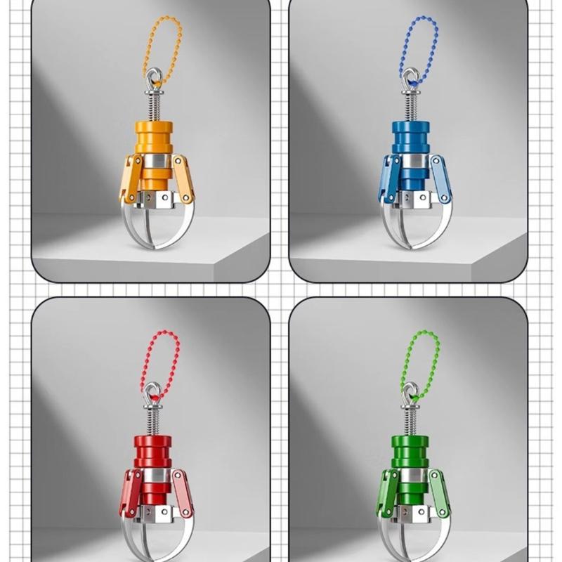 Portable Simulated Claw Doll Machine Grab-clip Keychain Keyring For Car Interior Decoration Key Fun Press Lock Gadgets