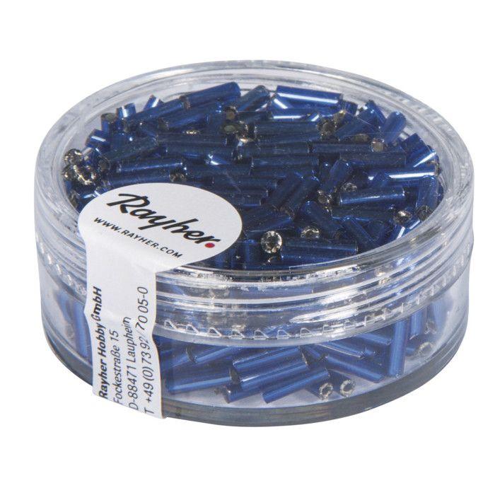 Perle Chevilles en verre Bleu foncé avec garniture argenté 7x2 mm 15 g