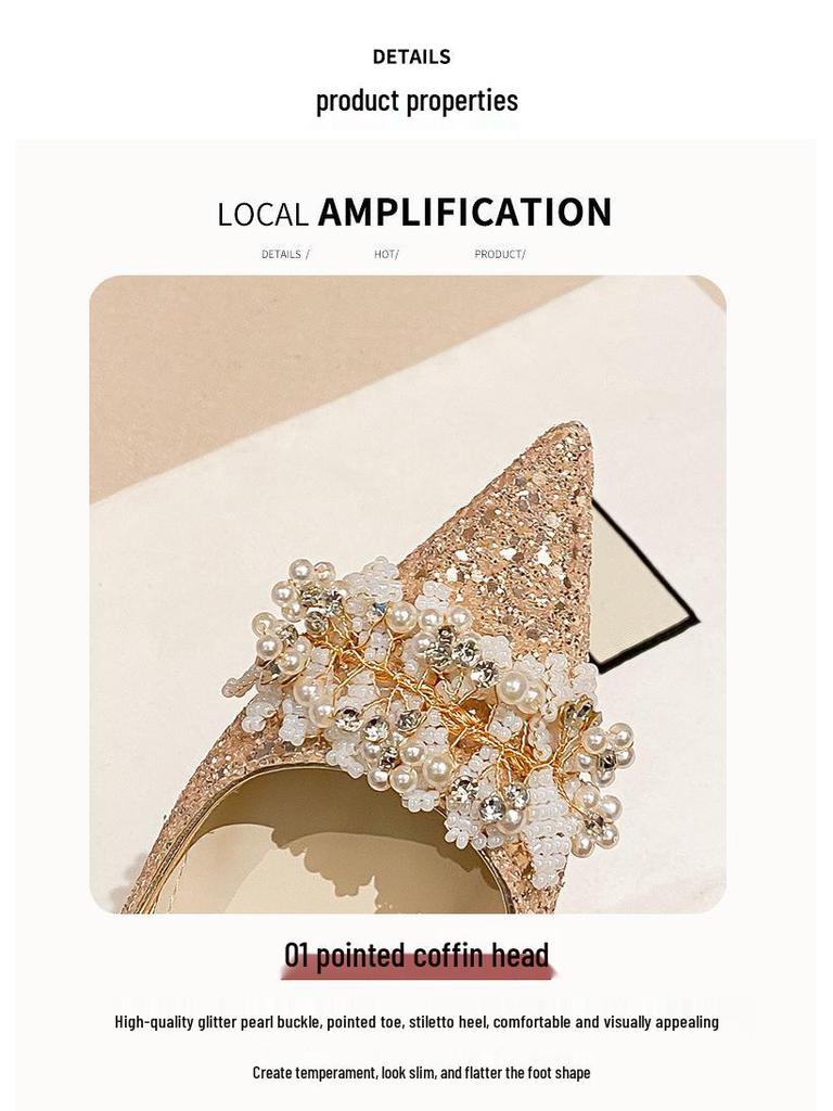 D888-7 French Crystal Pointed Toe Two-Wear Wedding & Bridesmaid High Heels for Women 2025