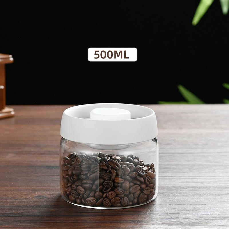 Coffee Beans Vacuum Sealed Tank Glass Sealed Jar Household Moisture-proof Air Extraction Airtight Container Household Coffee Set
