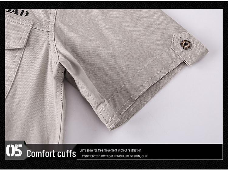 Men's Summer Military-Style Cotton Short-Sleeve Shirt - Casual, Lightweight, Multi-Pocket, Plus Size Workwear