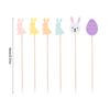 100pcs Easter Disposable Bamboo Skewers Rabbit Eggs Food Picks Fruit Fork Cupcake Buffet Stick Easter Party Decoration Birthday