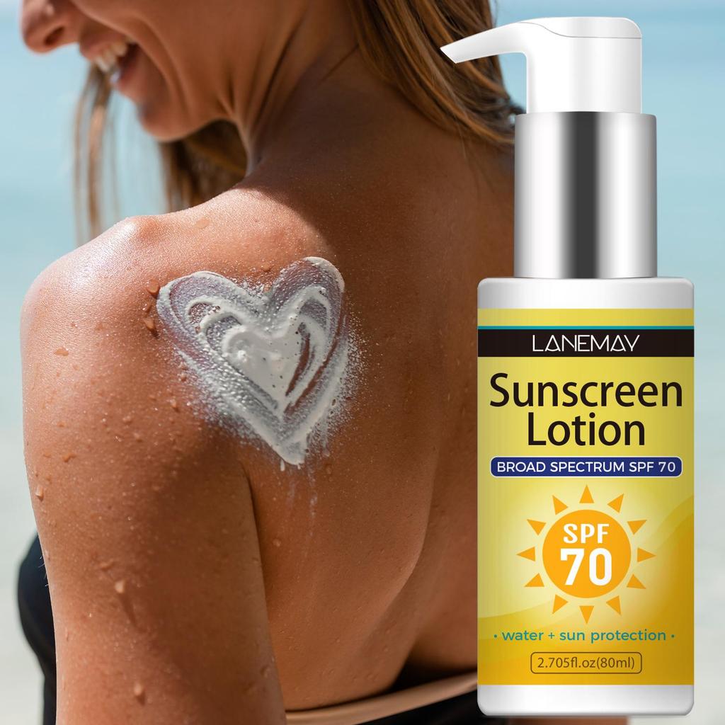SPF 70 Sunscreen Lotion - Broad Spectrum Protection, Lightweight Water Resistant Body Sunscreen - Daily Sun Protection During Outdoor For Skin,80ml
