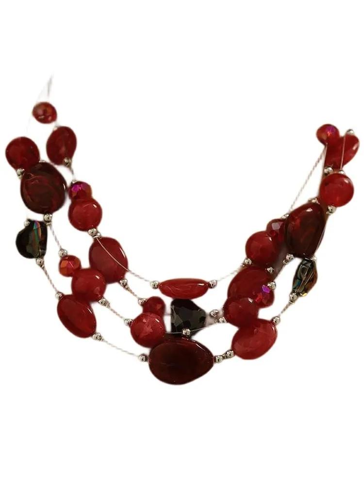 

Fashion Necklace And Earring Set One Size красный