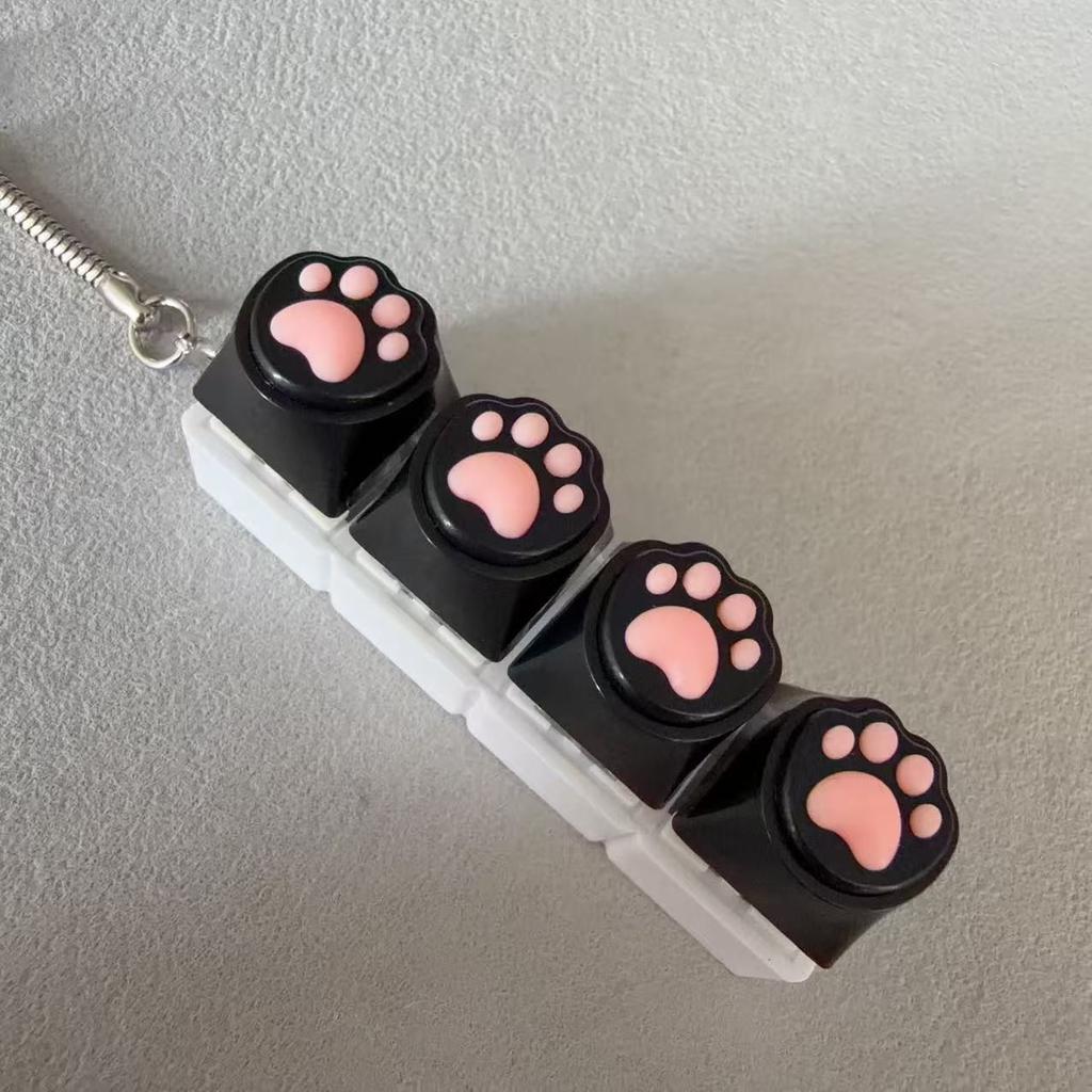 Katzenpfoten-Schlüsselanhänger / 4-Tasten-Klicker-Stressabbau-Spielzeug / Niedlicher Mini-Tastatur-Schalter-Schlüsselanhänger / Tragbares Entspannungsspielzeug / Taschenanhänger