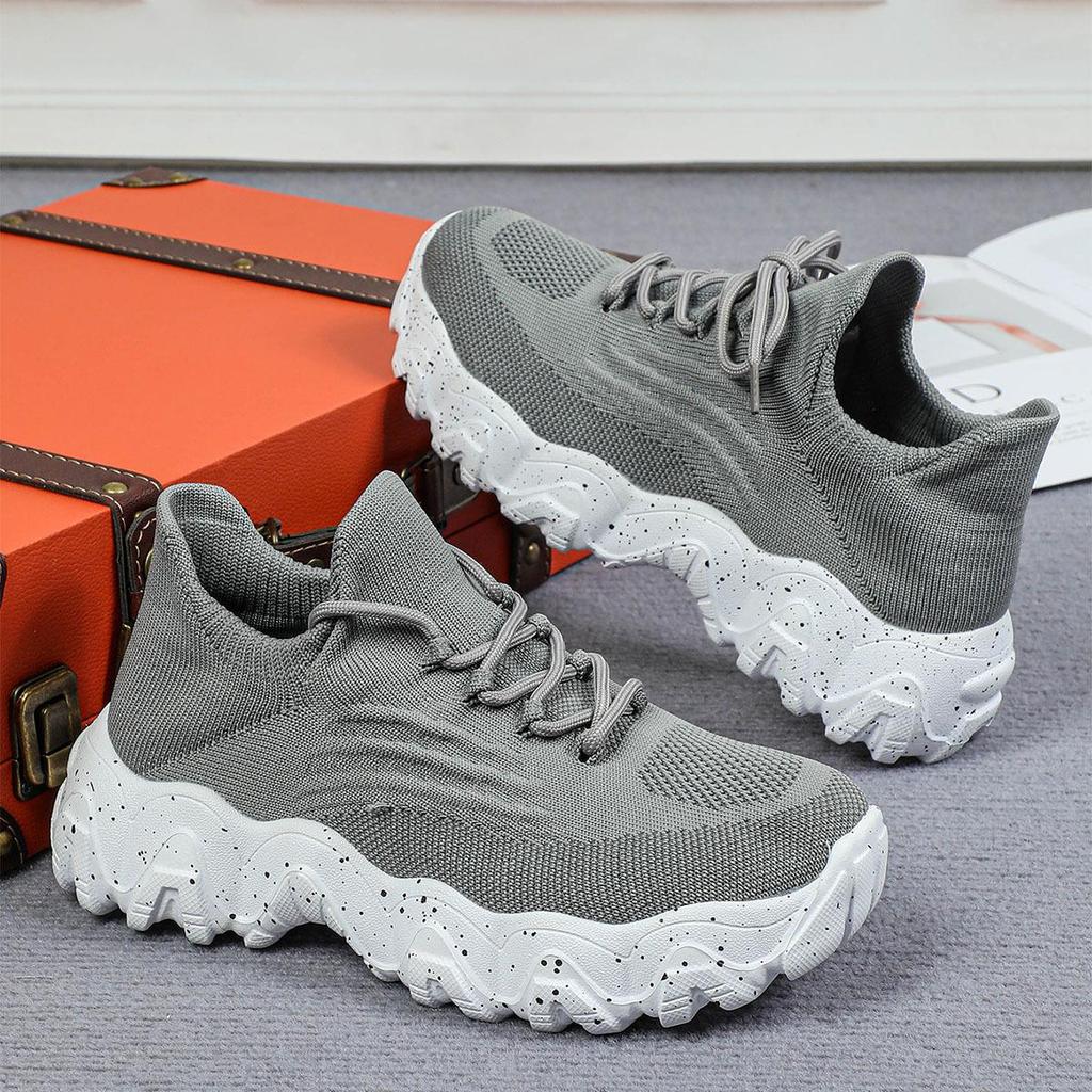 Fashion Spring Pink Casual Shoes Woman Breathable Knitted Sneakers for Women Shoes Thick Sole Ladies Shoes Platform Sock Sneakers
