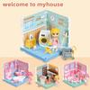 Miniatures House Kit Girls Toys Doll House Mini Room Simulated Bedroom Bathroom Kitchen Study Furniture Play House Toys for Kids