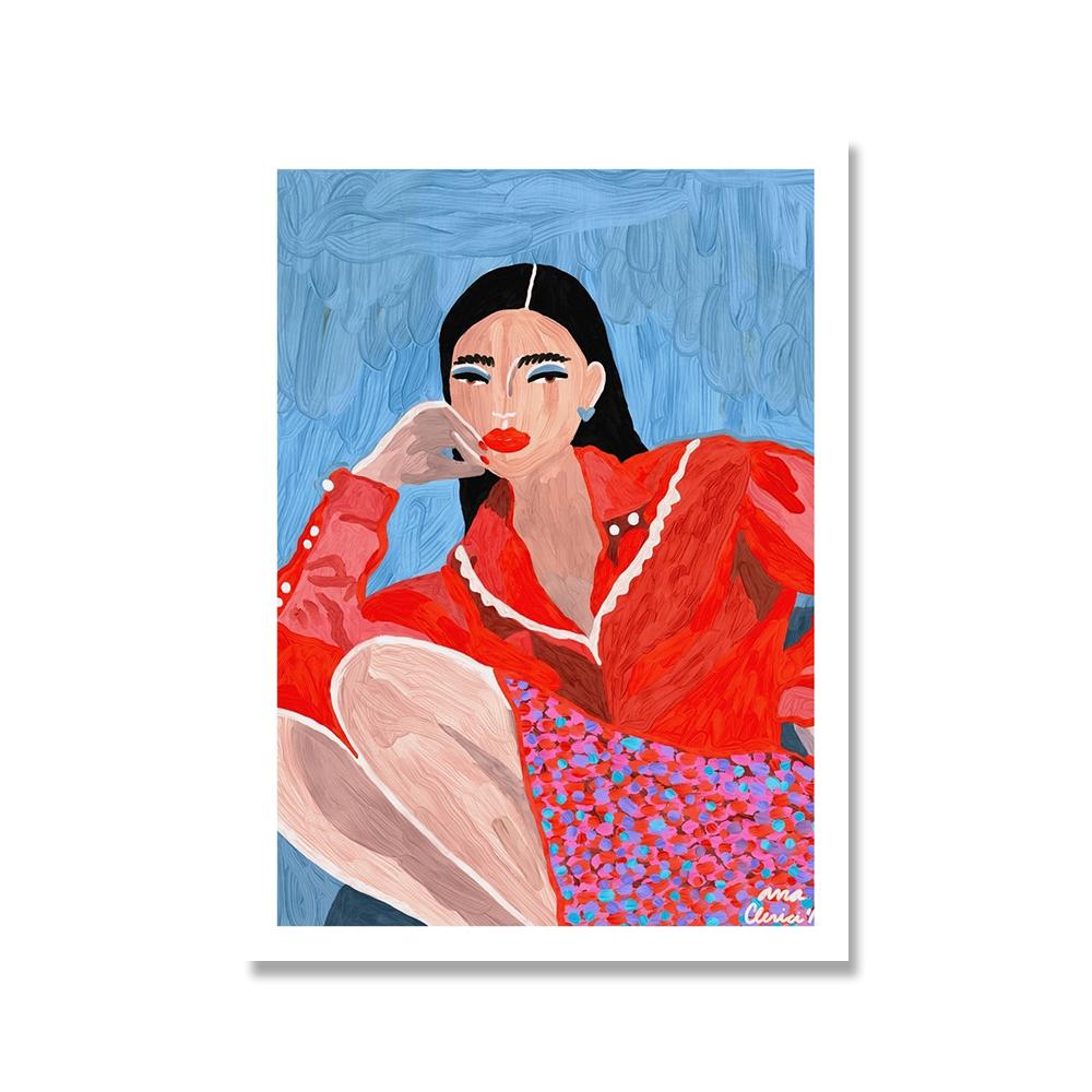 Abstract Fashion Office Girl Poster Print Nordic Colorful Line Face Canvas Painting Wall Art Picture For Livingroom Unique Decor