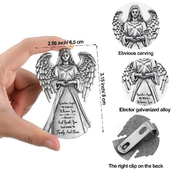 BBTO 4 Pcs Guardian Angel Sun Visor Clip Bless Travel Safely Visor Clip Car Sun For Parent, Friend, Driver