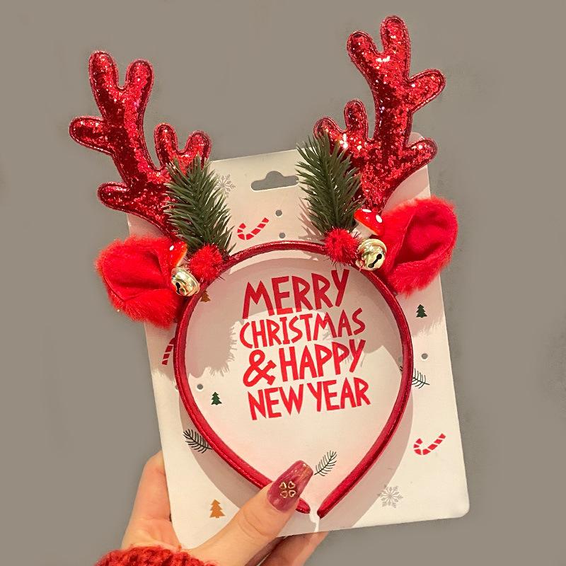 Red Velvet Antler Hairband Simple Christmas Eve Headwear Cute Hair Accessories Environmentally Friendly Christmas Headband