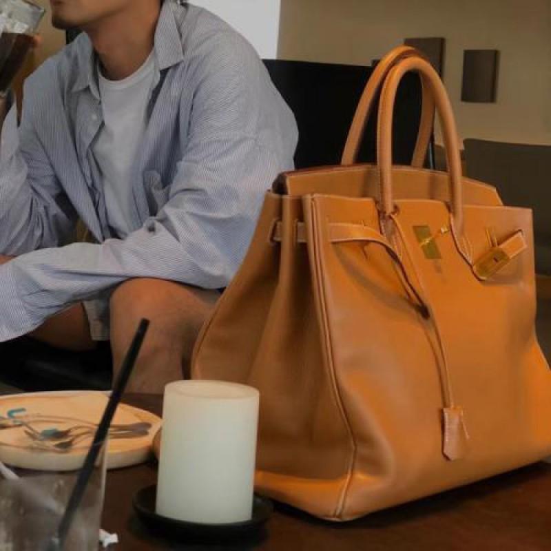 Yijinyuan Lychee Pattern Platinum Bag 35 Large Business Commuter Leather Large-capacity Luggage Travel 35x18x25cm