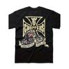 Unisex Black Short-Sleeve Tee Featuring an American Choppers Outlaw Motorcycle Graphic, Designed In a Biker Style with a Crew Neck And Slight Stretch,