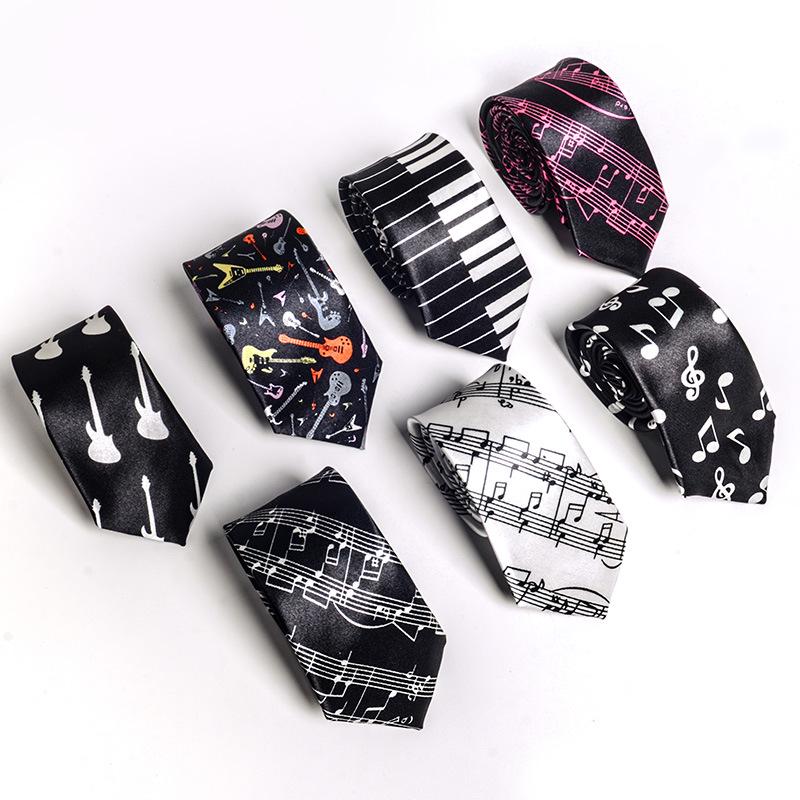 Korean Style Fashionable and Casual 5cm Piano Trendy Tie for Male and Female Students Note Personalized Music Narrow Tie