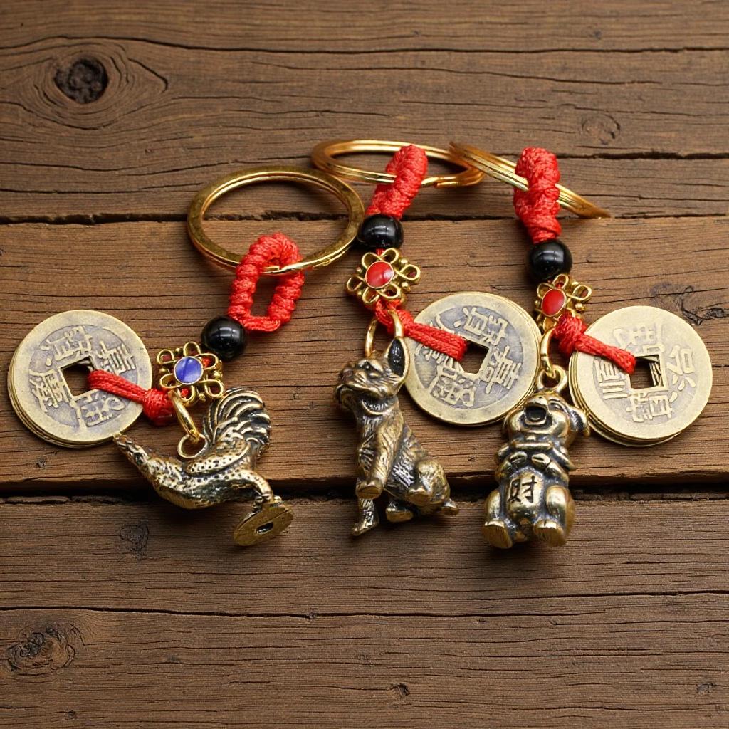 Llavero de Latón 3D Zodiaco Chino Año de Nacimiento - Accesorio Colgante Personalizado para Llave de Coche