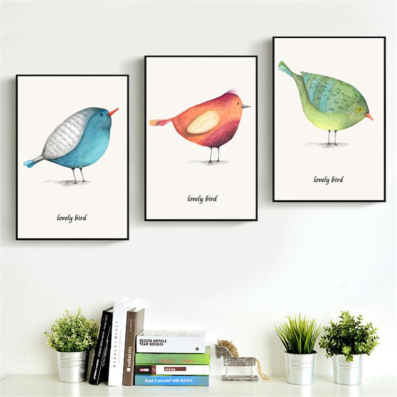 

Абстрактное животное, 3 панели, милые маленькие птицы, красочная картина, художественный настенный постер, холст, картина для гостиной, скандинавский декор