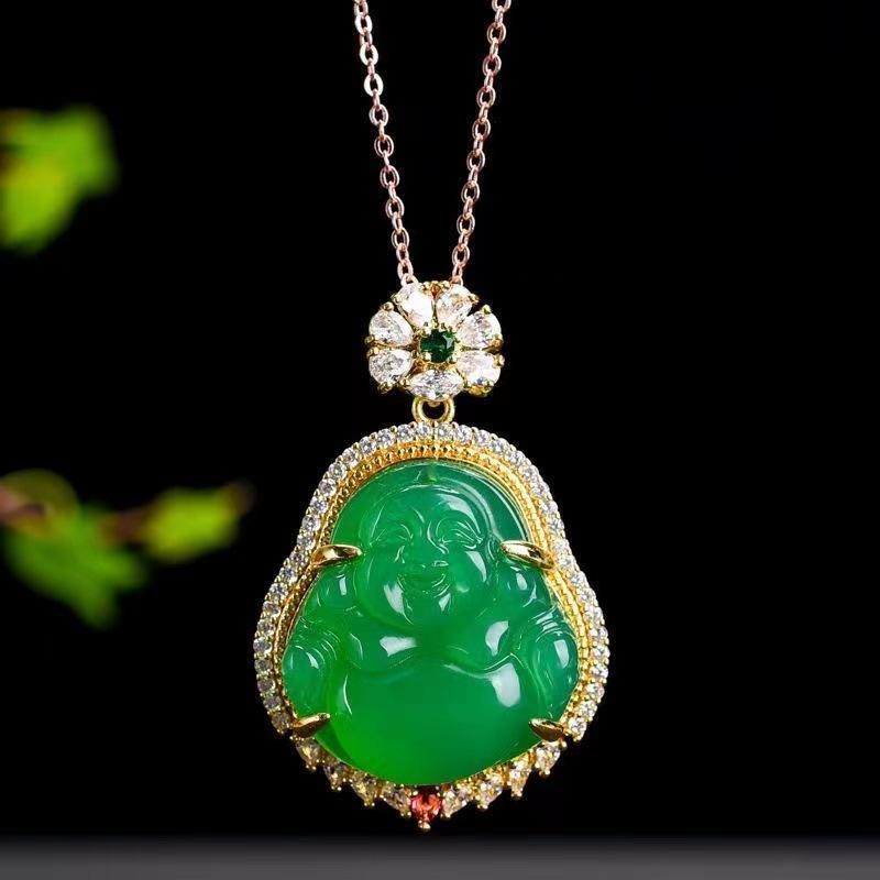 Pendant Maitreya Buddha Smiling Face Buddha Inlaid Buddha Male and Female Necklace