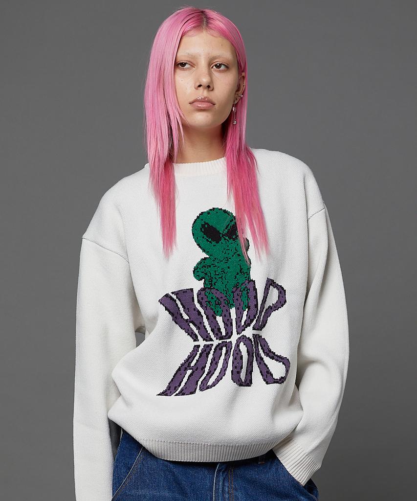 HOODHOOD Alien Graphic Knit Ivory