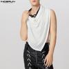 INCERUN Men Swing Collar Sleeveless Hollow Irregular Texture Tank Tops
