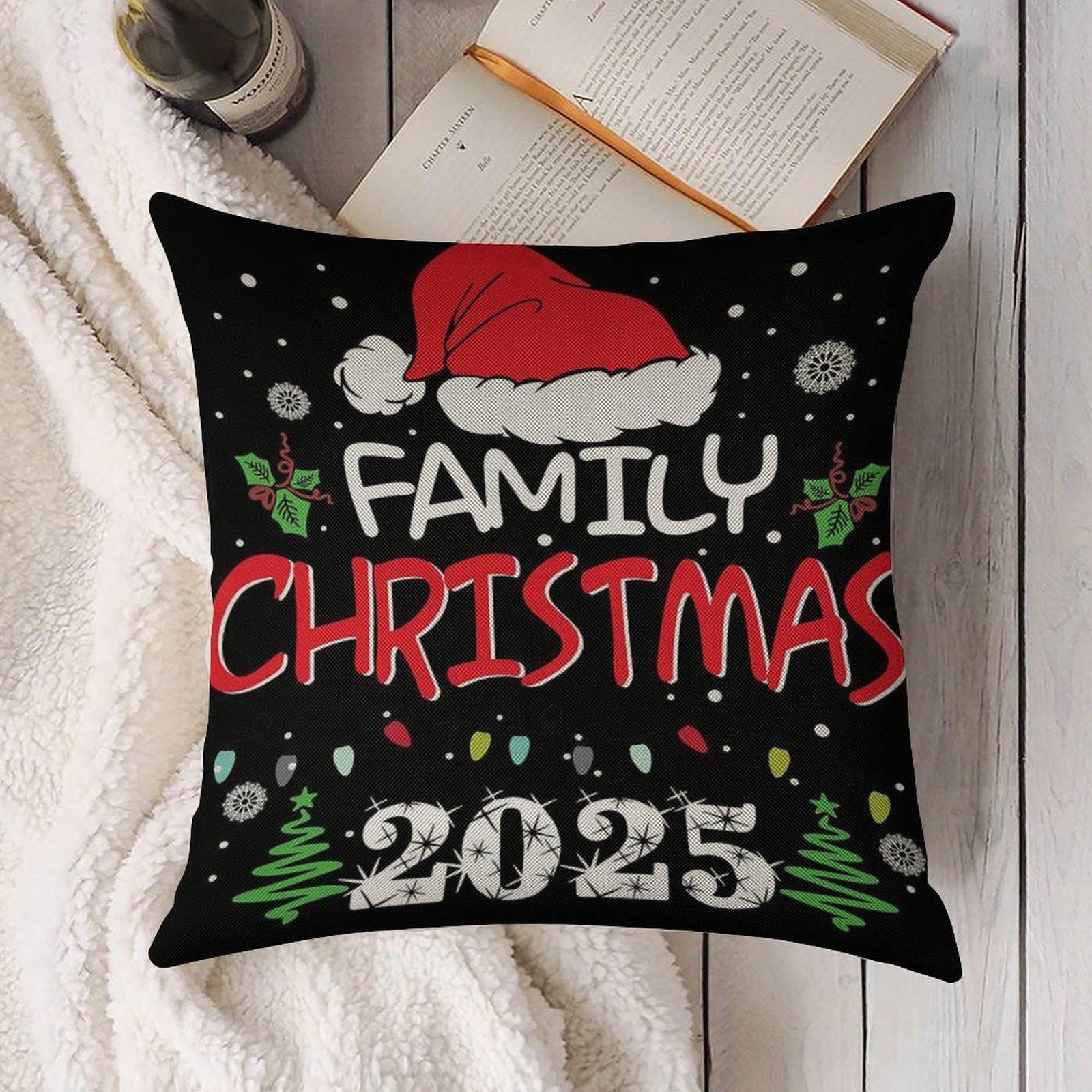 2025 Christmas Theme Pillow Cover 18x18 In Throw Pillowcase Winter Christmas Decorations for Home Sofa Cushion Cover 45cmx45cm