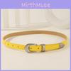 Simple Solid Color Metal Buckle Decoration Women Casual Belt For Denim Outfits