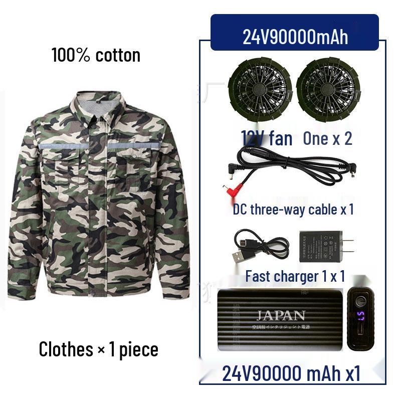 "Men's and Women's Summer Cooling Workwear with Fan, Pure Cotton"