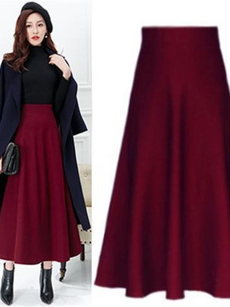 Herbst Winter Hohe Taille Langes Kleid A-Linie Kleider Übergröße Damenbekleidung Neuer Stil Elegant Vielseitig Schlankmachend Hüftabdeckung
