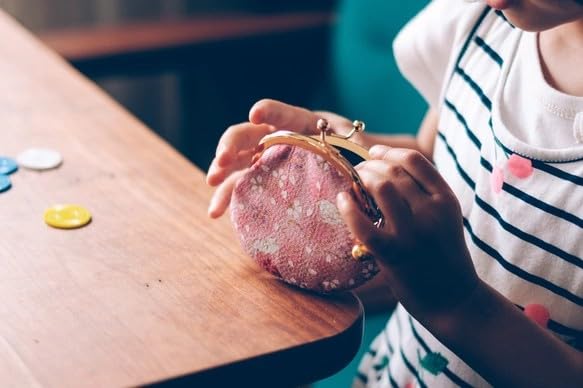 Kyoto Geibido Rabbit Pattern Clasp Wallet with Made in Japan Kyo-Yuzen 2.6-inch Bell, (Blue)