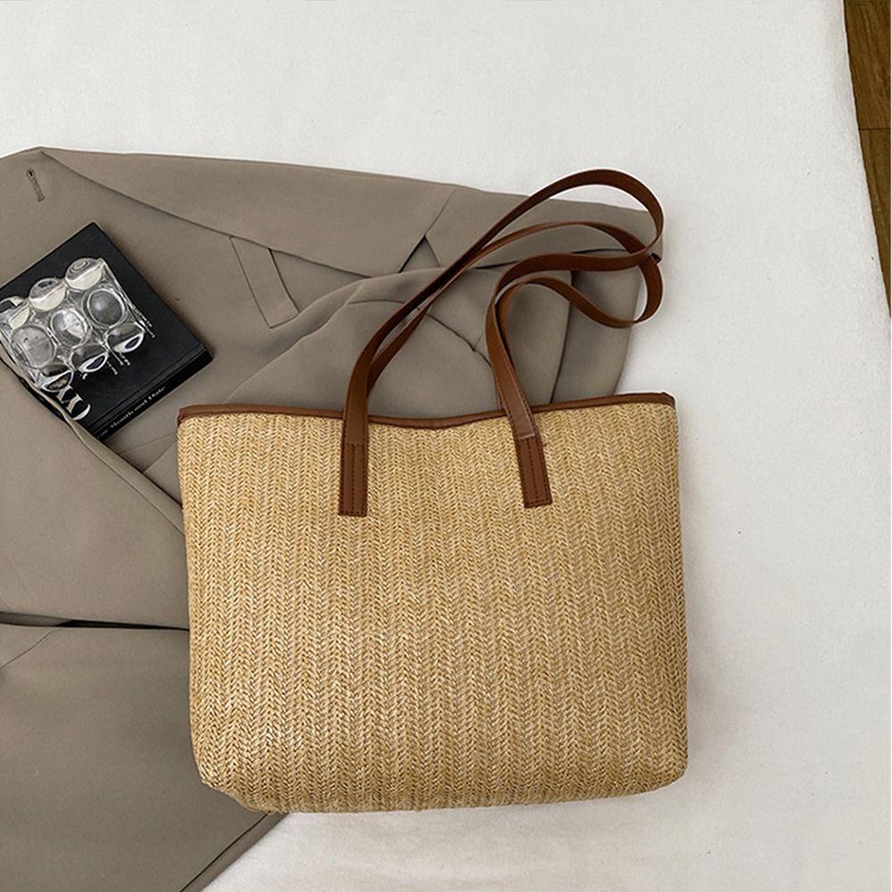 Leisure Straw Shoulder Bag Summer Tote Bag New Weave Straw Bag  for Women
