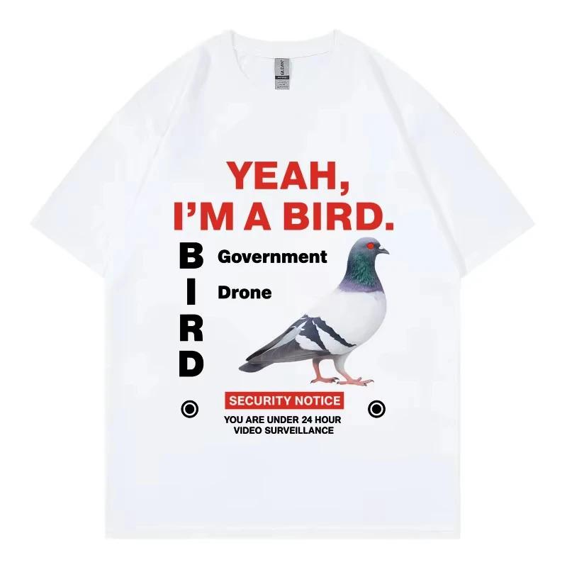 Government Funny Pigeon Graphic T Shirts High Street Fashion Trend Short Sleeve Tshirts Men Women Clothing Loose Tshirt