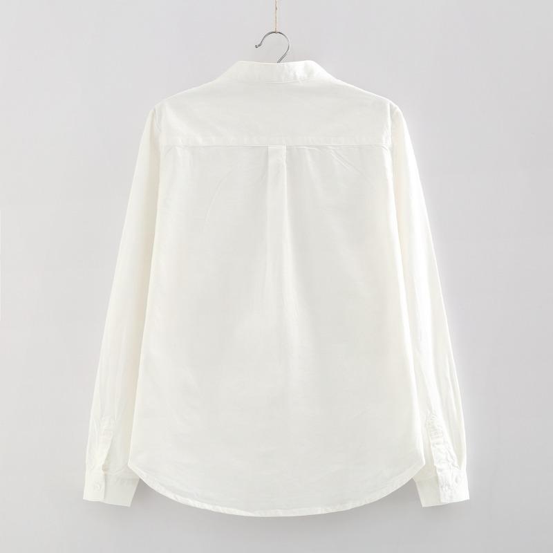 Cotton Linen Shirt Base Shirt Stand Collar White Shirt Women's Long Sleeved Shirt