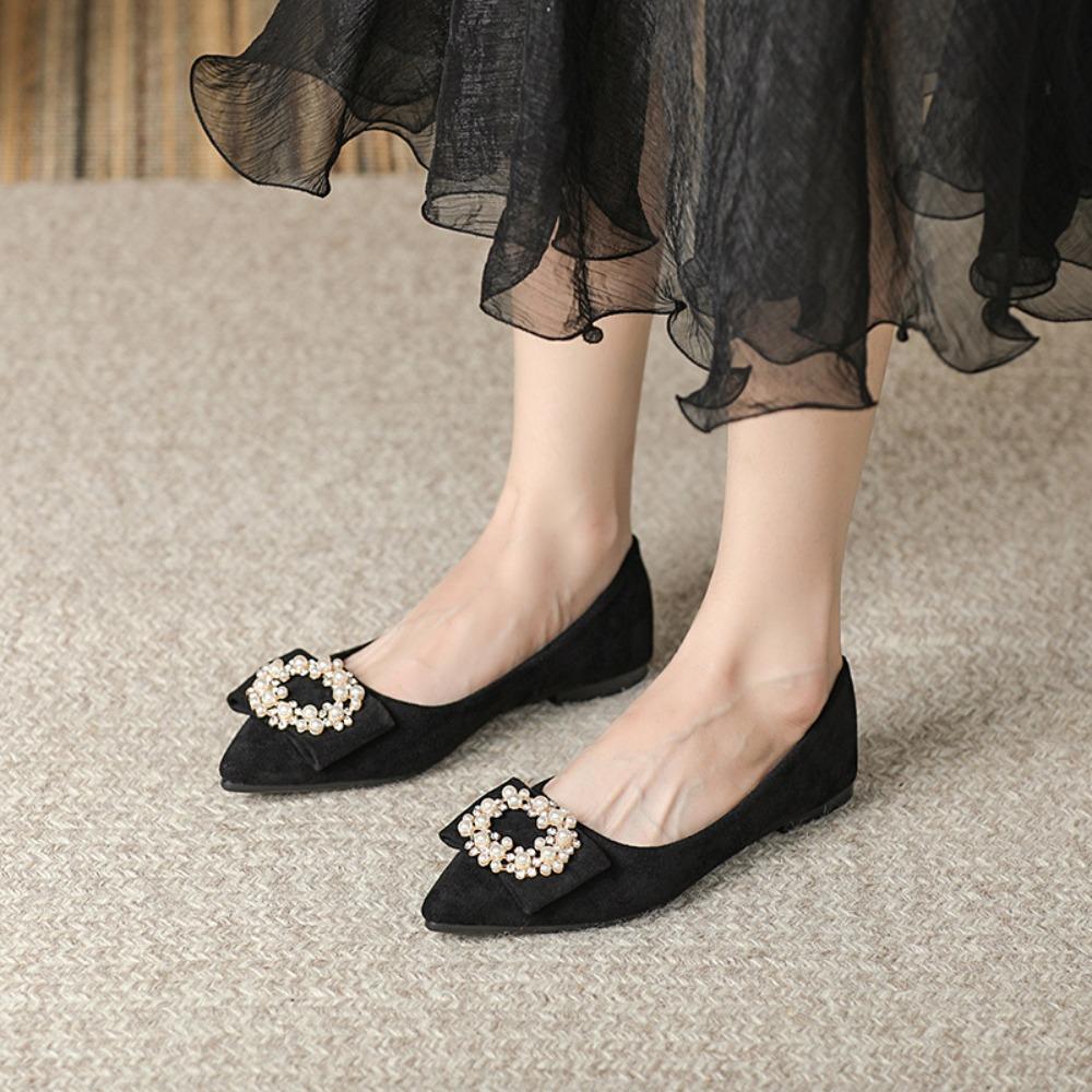 Fashion Women's Flat Shoes Spring Summer Pointed Womens Shoe New Shallow Mouth Single Shoe Womens Work Shoes Comfortable for Work Flats